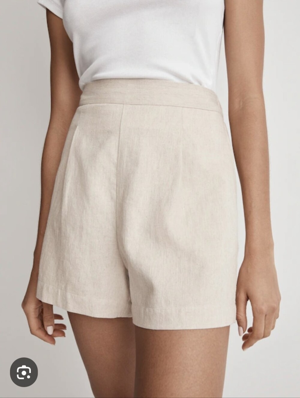 Madewell Women's Light Beige Linen-Blend Relaxed Shorts Size M Nature Neutral